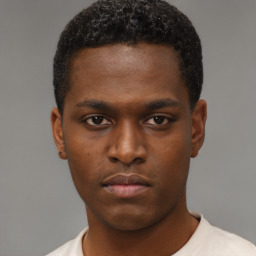 Neutral black young-adult male with short  brown hair and brown eyes