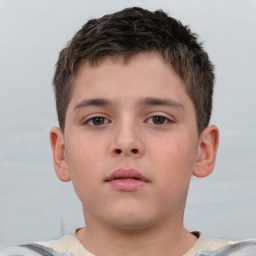 Neutral white child male with short  brown hair and brown eyes