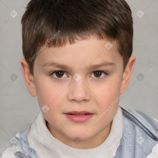 Neutral white child male with short  brown hair and brown eyes