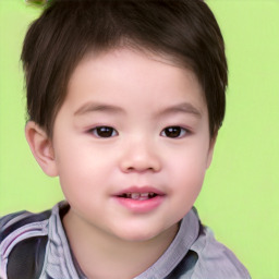 Neutral white child female with short  brown hair and brown eyes
