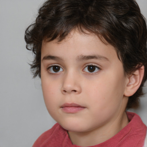 Neutral white child male with medium  brown hair and brown eyes