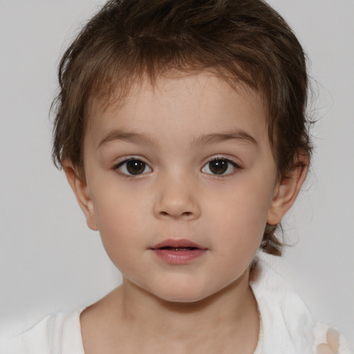 Neutral white child male with short  brown hair and brown eyes