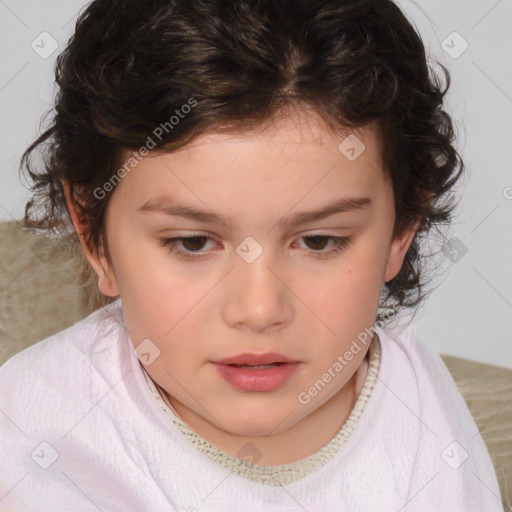 Neutral white child female with medium  brown hair and brown eyes