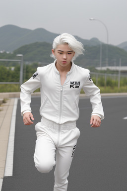 South korean teenager boy with  white hair