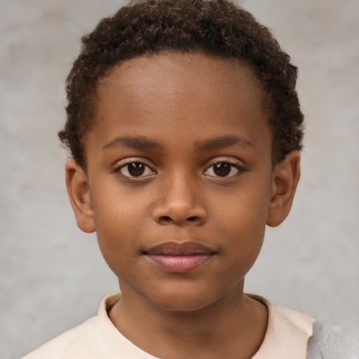 Neutral black child female with short  brown hair and brown eyes