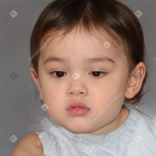 Neutral white child female with short  brown hair and brown eyes