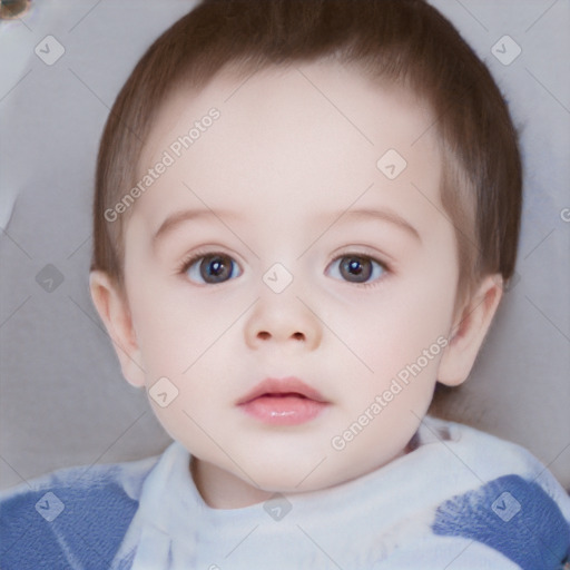 Neutral white child female with short  brown hair and blue eyes