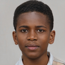 Neutral black child male with short  brown hair and brown eyes