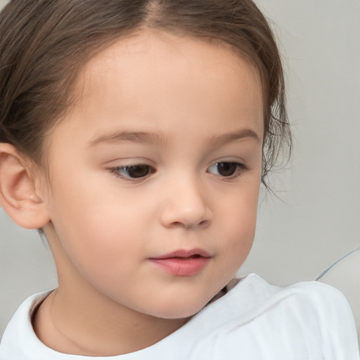 Neutral white child female with short  brown hair and brown eyes