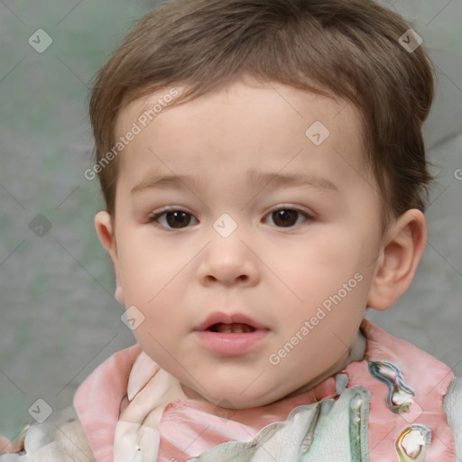 Neutral white child male with short  brown hair and brown eyes