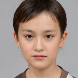 Neutral white child female with short  brown hair and brown eyes