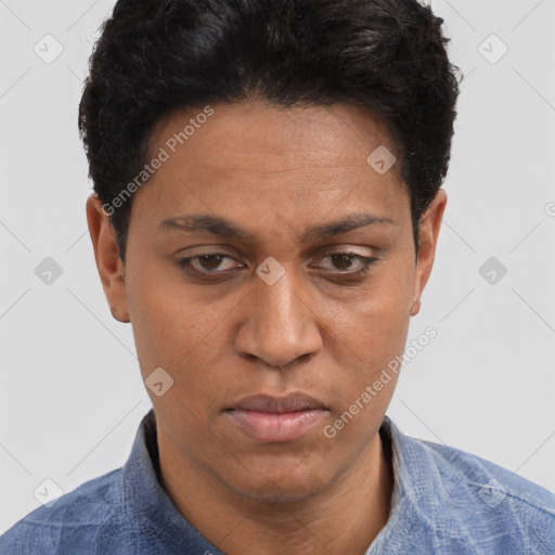 Neutral white adult male with short  brown hair and brown eyes
