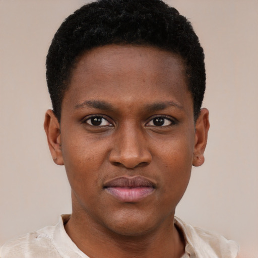 Neutral latino young-adult male with short  brown hair and brown eyes