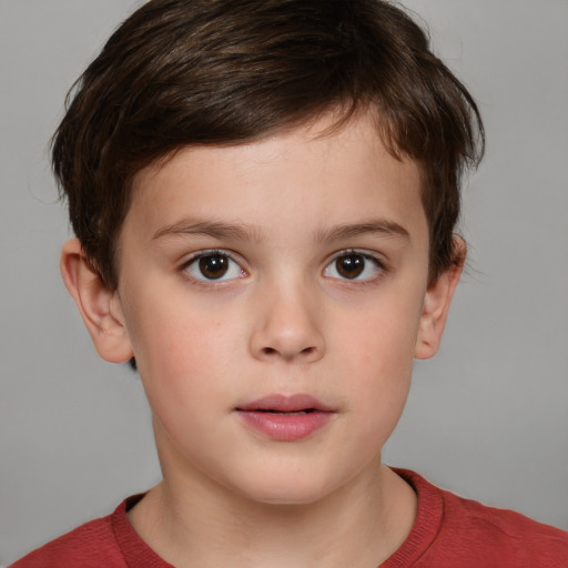 Neutral white child male with short  brown hair and brown eyes