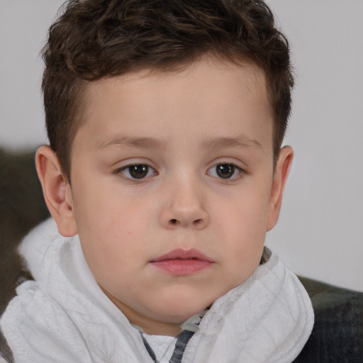 Neutral white child male with short  brown hair and brown eyes