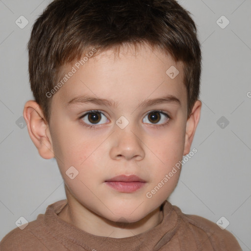 Neutral white child male with short  brown hair and brown eyes