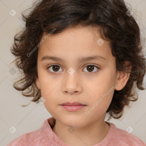 Neutral white child female with medium  brown hair and brown eyes