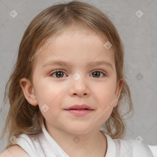 Neutral white child female with medium  brown hair and brown eyes