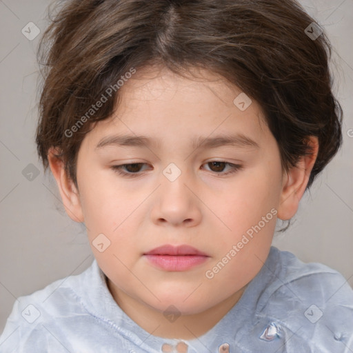 Neutral white child female with medium  brown hair and brown eyes