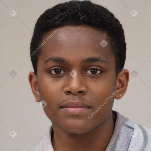 Neutral black child male with short  brown hair and brown eyes