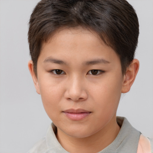 Neutral white child female with short  brown hair and brown eyes