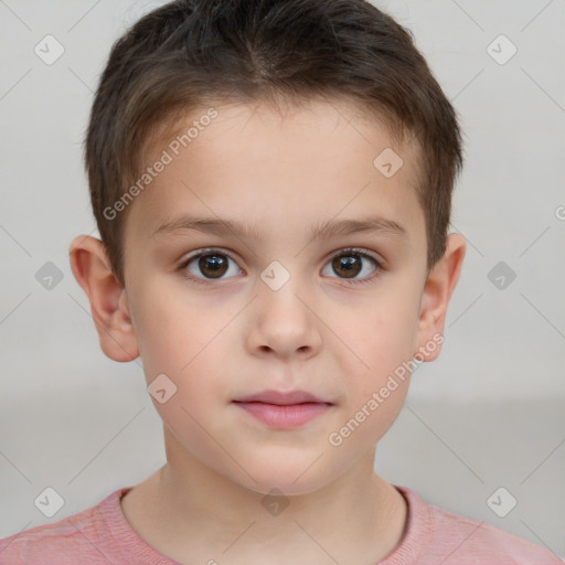 Neutral white child male with short  brown hair and brown eyes