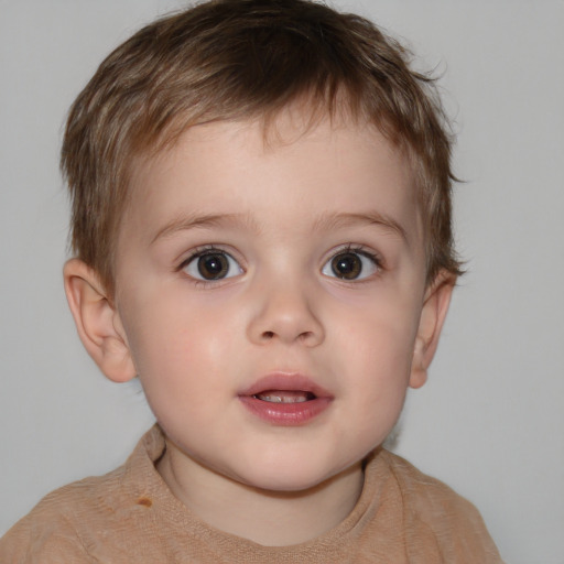 Neutral white child male with short  brown hair and brown eyes