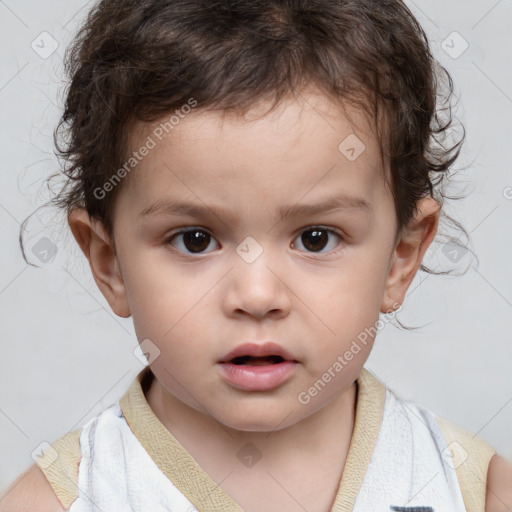 Neutral white child male with short  brown hair and brown eyes