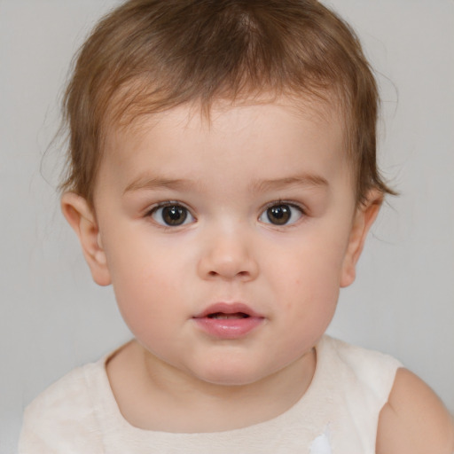 Neutral white child male with short  brown hair and brown eyes