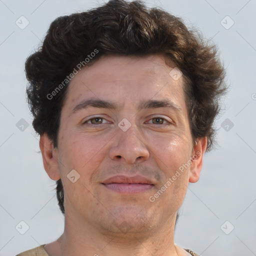 Neutral white adult male with short  brown hair and brown eyes