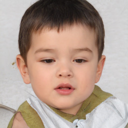 Neutral asian child male with short  brown hair and brown eyes