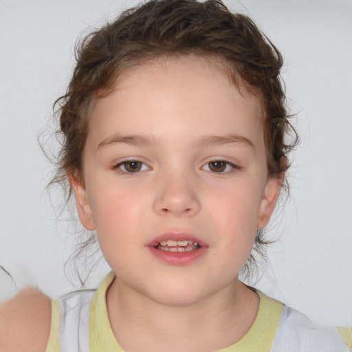 Neutral white child female with medium  brown hair and brown eyes