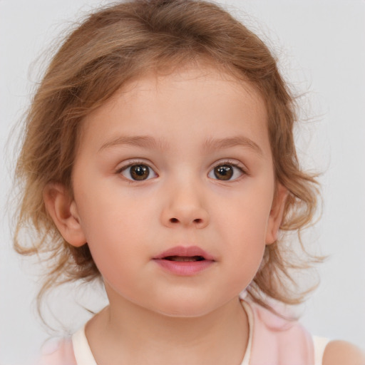 Neutral white child female with medium  brown hair and brown eyes