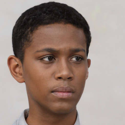 Neutral black young-adult male with short  brown hair and brown eyes