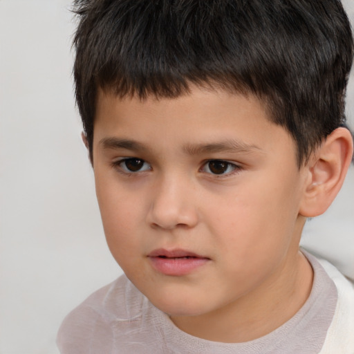 Neutral white child male with short  brown hair and brown eyes