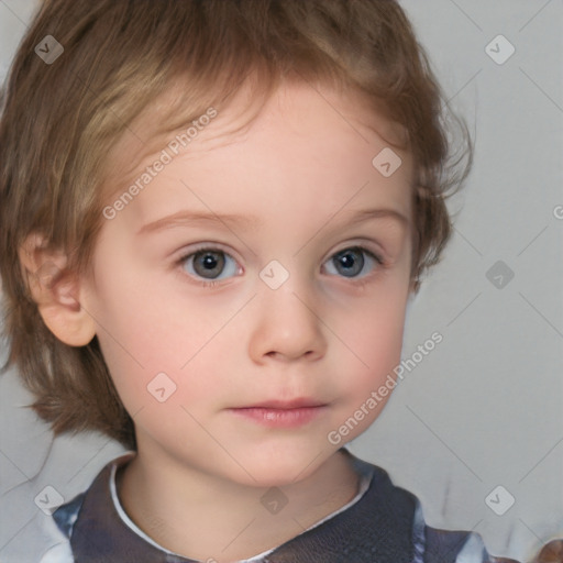 Neutral white child female with medium  brown hair and brown eyes