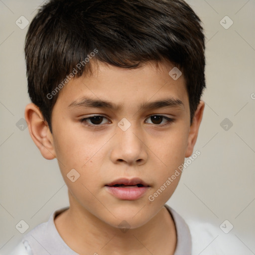 Neutral white child male with short  brown hair and brown eyes