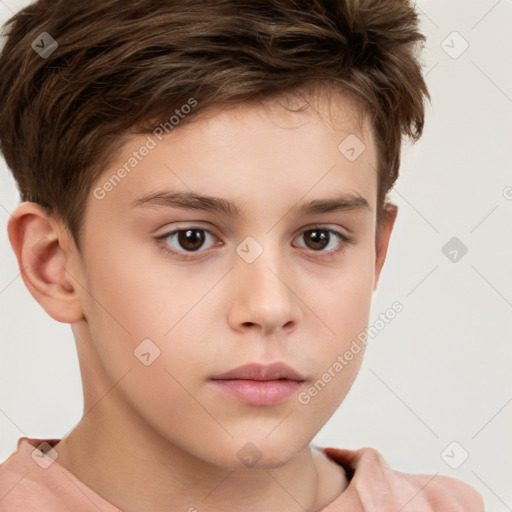 Neutral white child male with short  brown hair and brown eyes