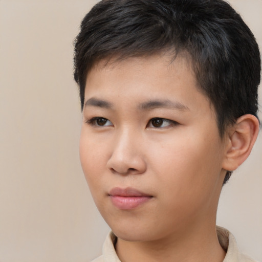 Neutral white young-adult male with short  black hair and brown eyes