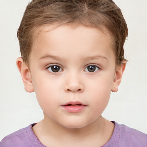 Neutral white child male with short  brown hair and brown eyes