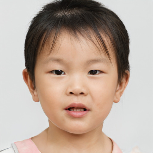 Neutral white child female with short  brown hair and brown eyes