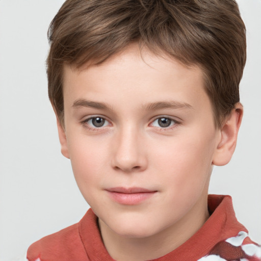 Neutral white child male with short  brown hair and brown eyes