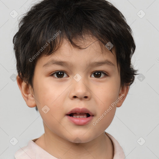 Neutral white child male with short  brown hair and brown eyes