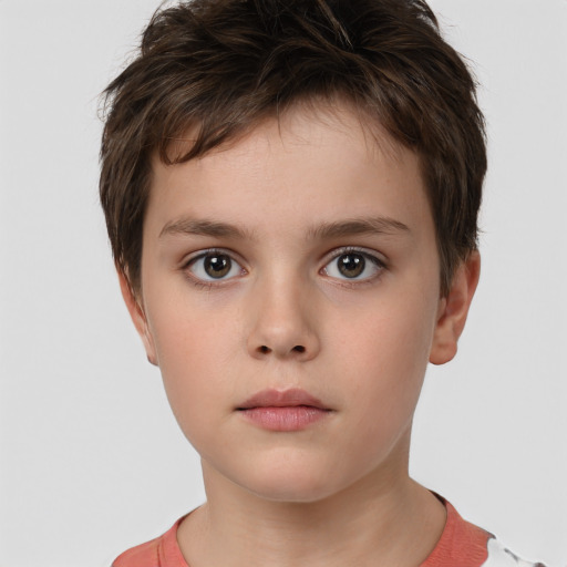 Neutral white child male with short  brown hair and brown eyes