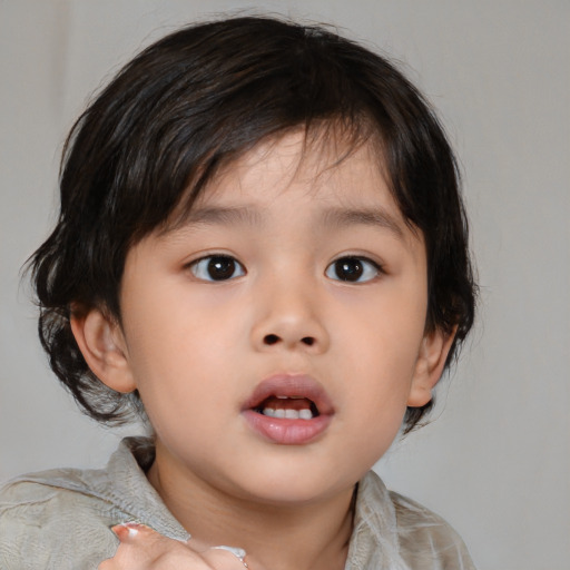 Neutral asian child female with medium  brown hair and brown eyes