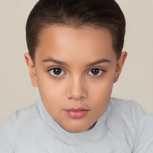 Neutral white child female with short  brown hair and brown eyes