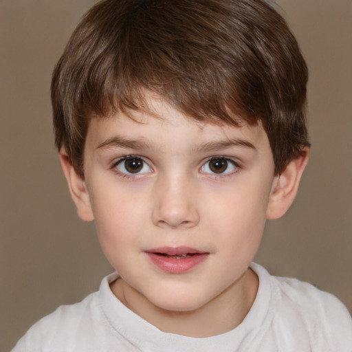 Neutral white child male with short  brown hair and brown eyes