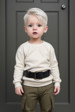 Caucasian infant boy with  white hair