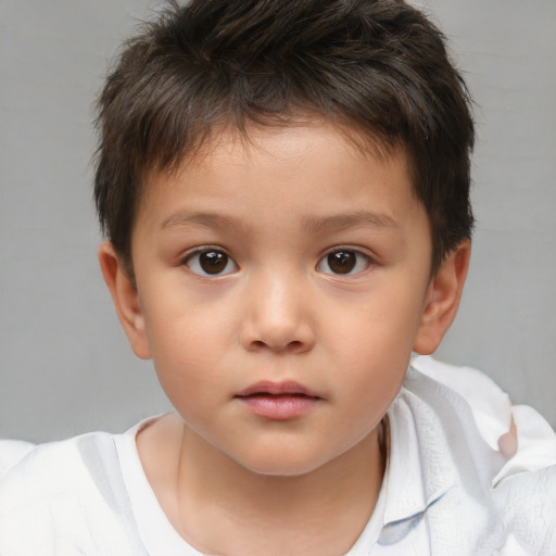 Neutral white child male with short  brown hair and brown eyes