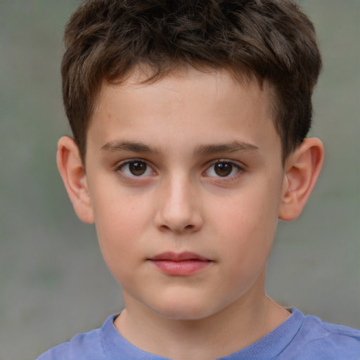 Neutral white child male with short  brown hair and brown eyes